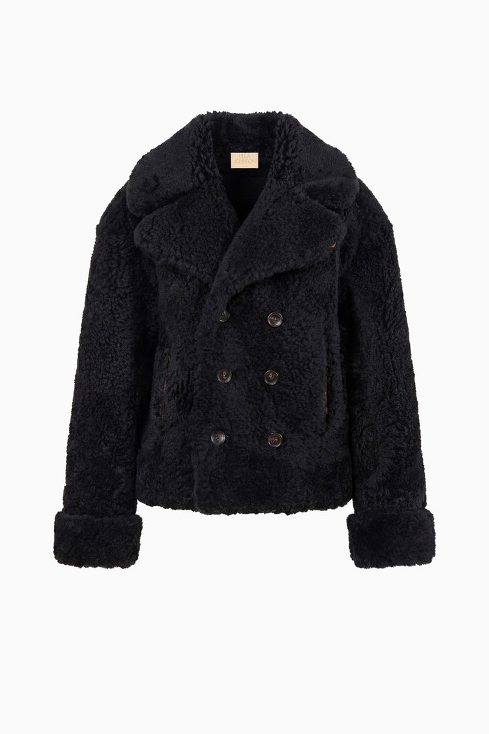 Nisha Reversible Shearling Coat - Noir