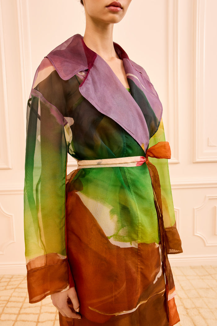 Printed Organza Trench Coat - Collar Detail | Ulla Johnson