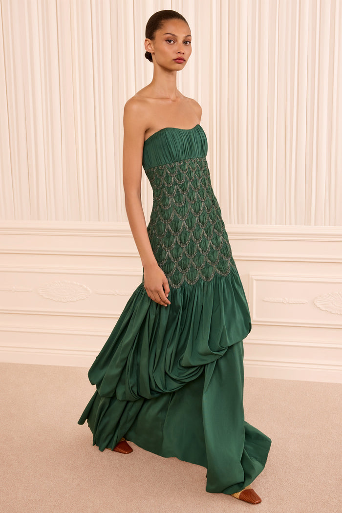 Octavine Strapless Silk Gown - Tourmaline