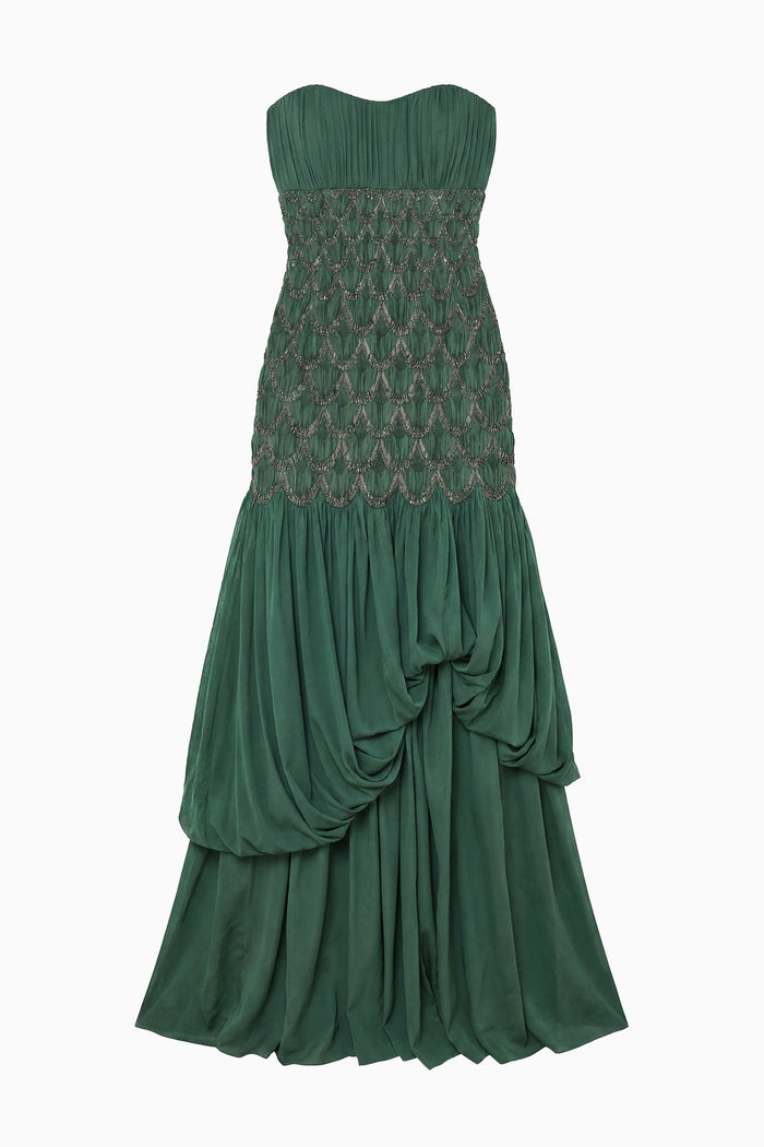 Octavine Strapless Silk Gown - Tourmaline