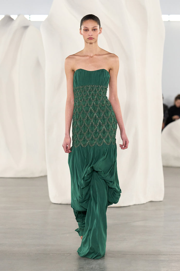 Octavine Strapless Silk Gown - Tourmaline