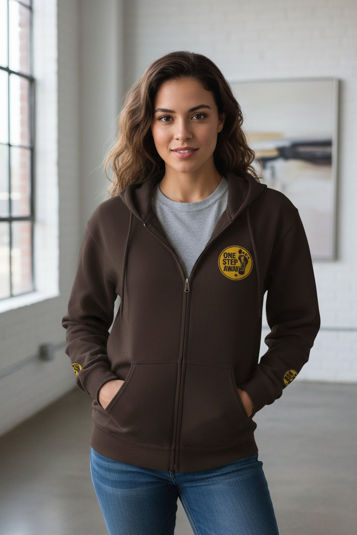 One Step Away – Classic Zip-Up Hoodie