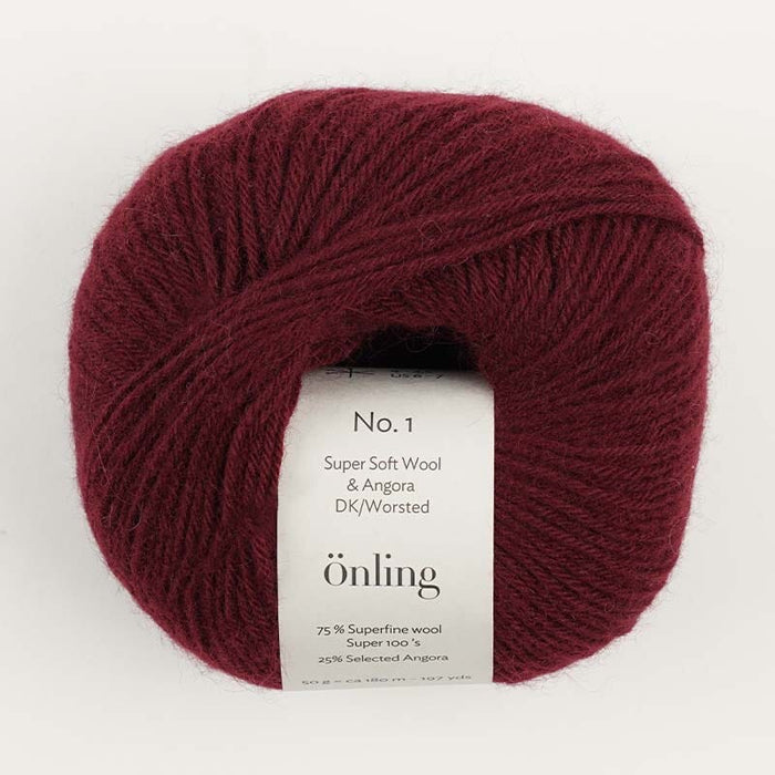 Önling No 1: Luxury Merino - Angora blend yarn - Red wine (021)