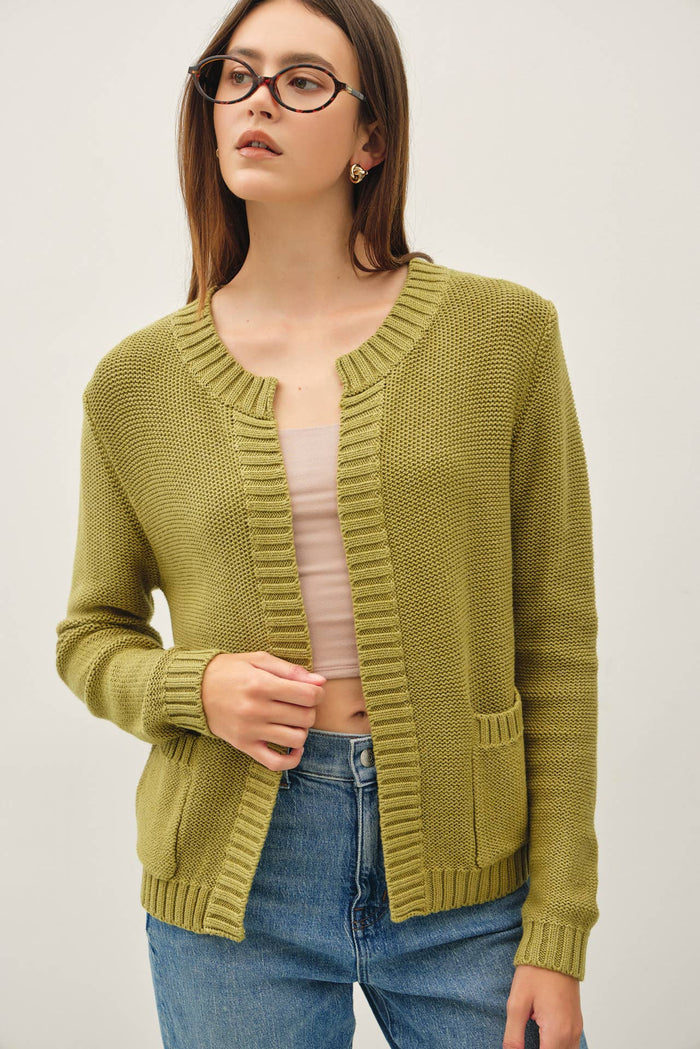 OPEN CARDIGAN WITH RIBBED EDGES