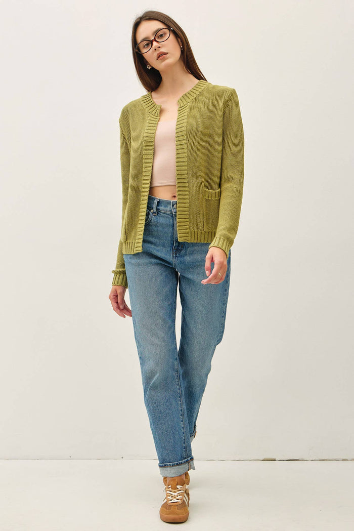 OPEN CARDIGAN WITH RIBBED EDGES
