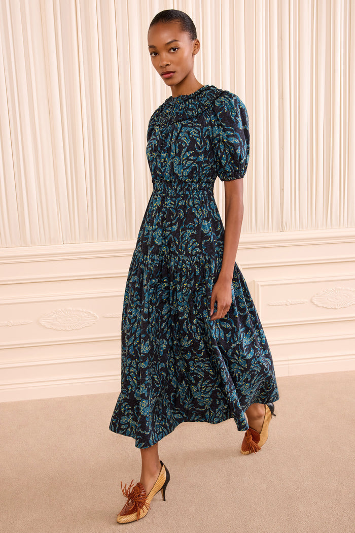 Othella Short Sleeve Cotton Dress - Midnight