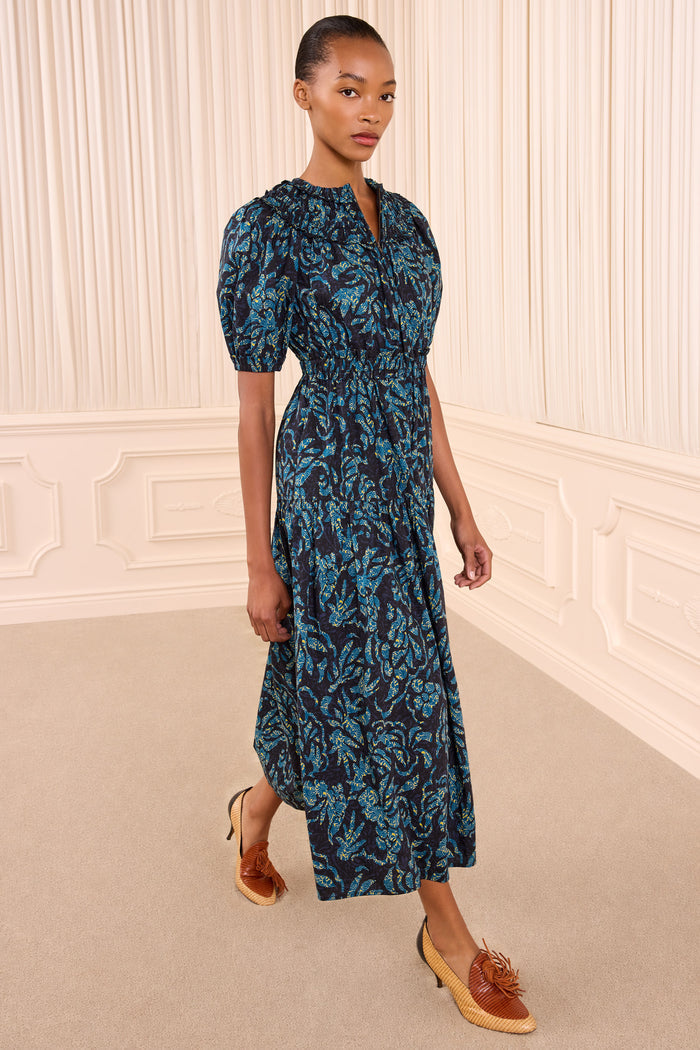 Othella Short Sleeve Cotton Dress - Midnight