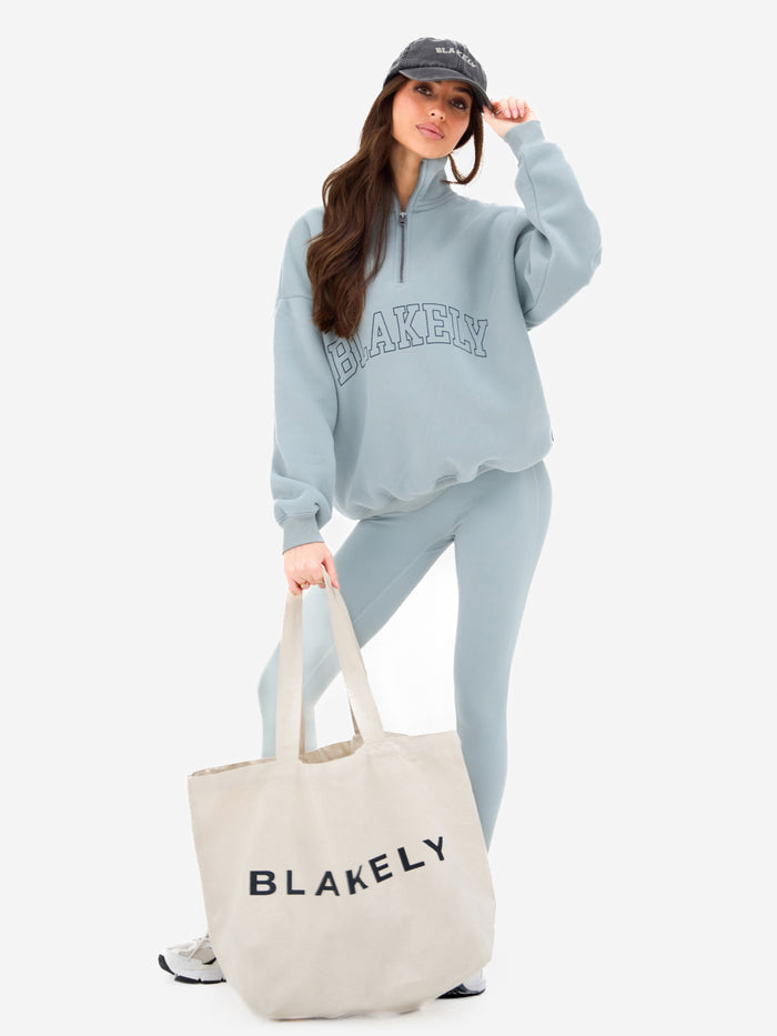 Outline Varsity 1/4 Zip Jumper - Mineral Blue
