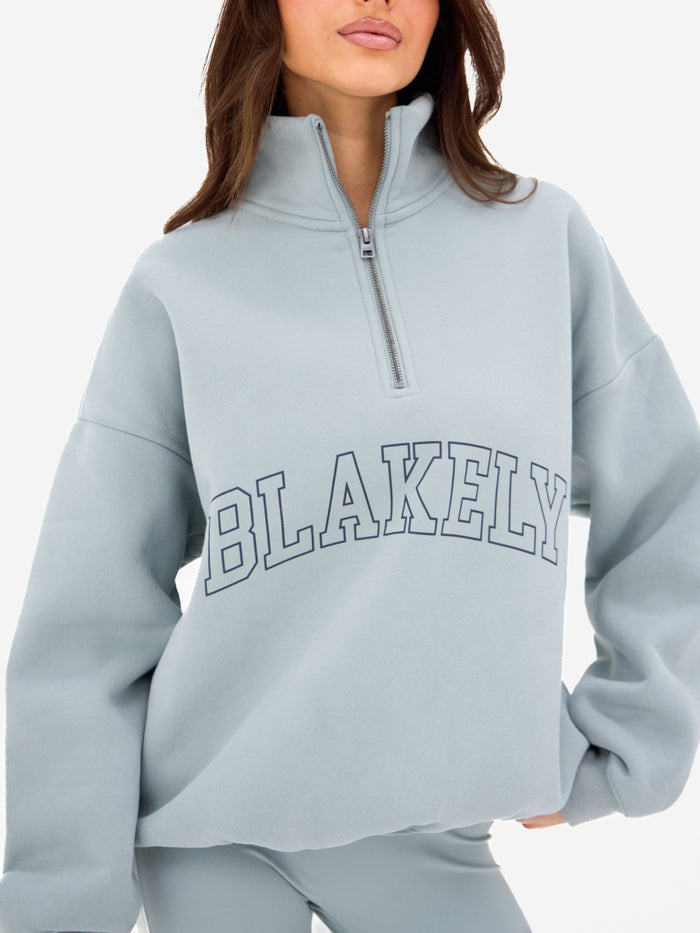 Outline Varsity 1/4 Zip Jumper - Mineral Blue