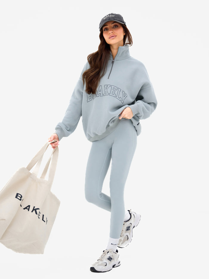 Outline Varsity 1/4 Zip Jumper - Mineral Blue