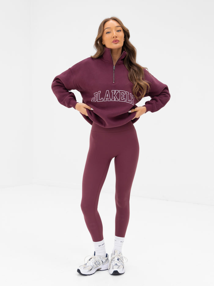 Outline Varsity 1/4 Zip Jumper - Old Burgundy