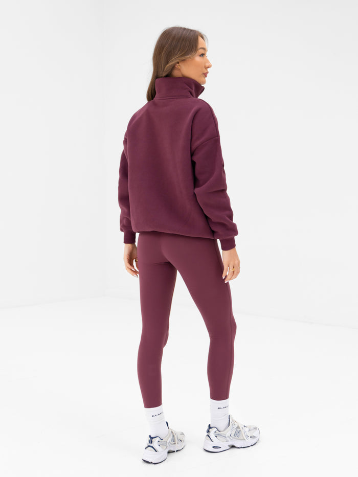 Outline Varsity 1/4 Zip Jumper - Old Burgundy