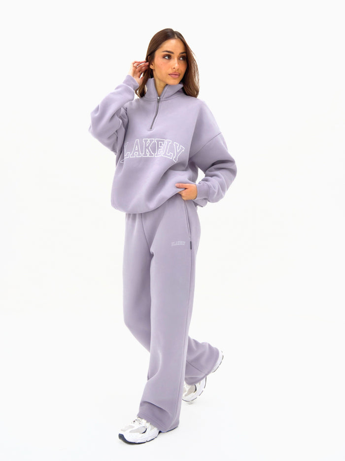 Outline Varsity 1/4 Zip Jumper - Washed Lilac