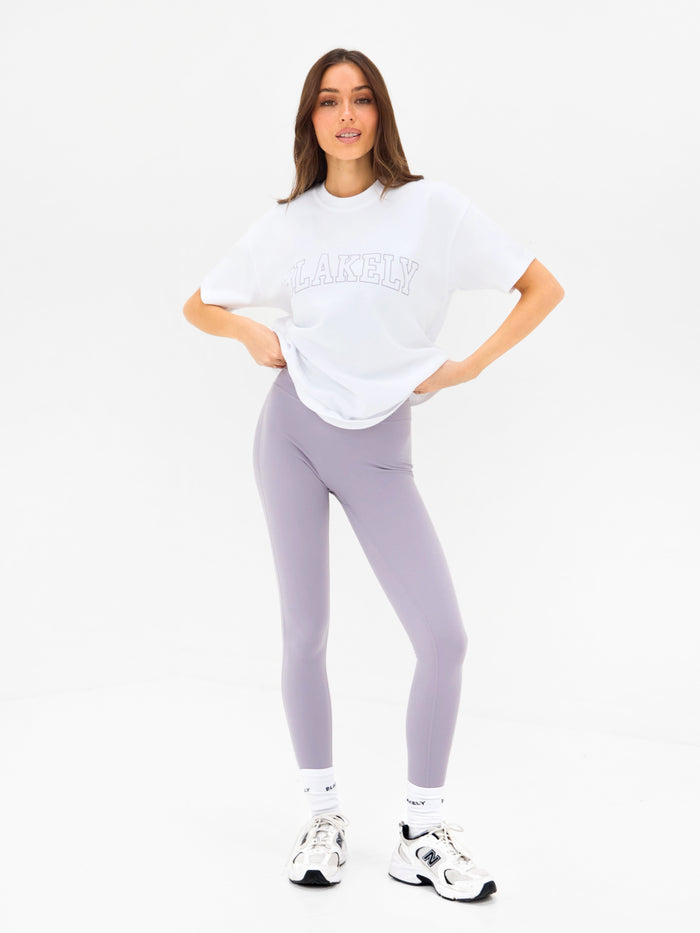 Outline Varsity Oversized T-Shirt - White & Washed Lilac
