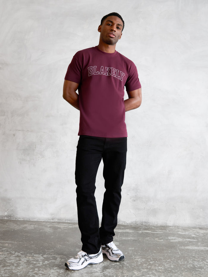 Outline Varsity Relaxed T-Shirt - Old Burgundy