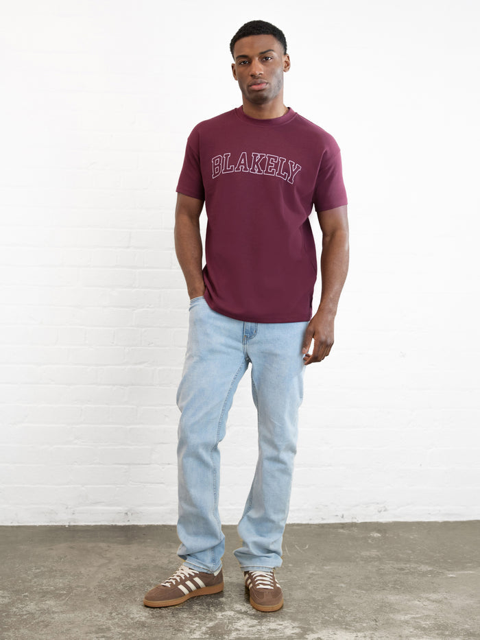 Outline Varsity Relaxed T-Shirt - Old Burgundy