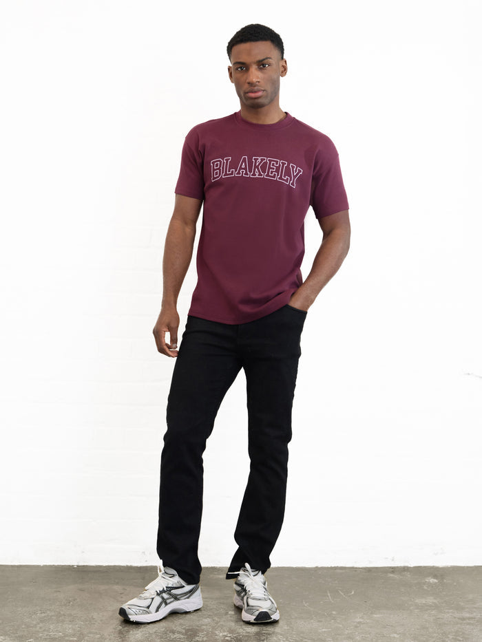 Outline Varsity Relaxed T-Shirt - Old Burgundy