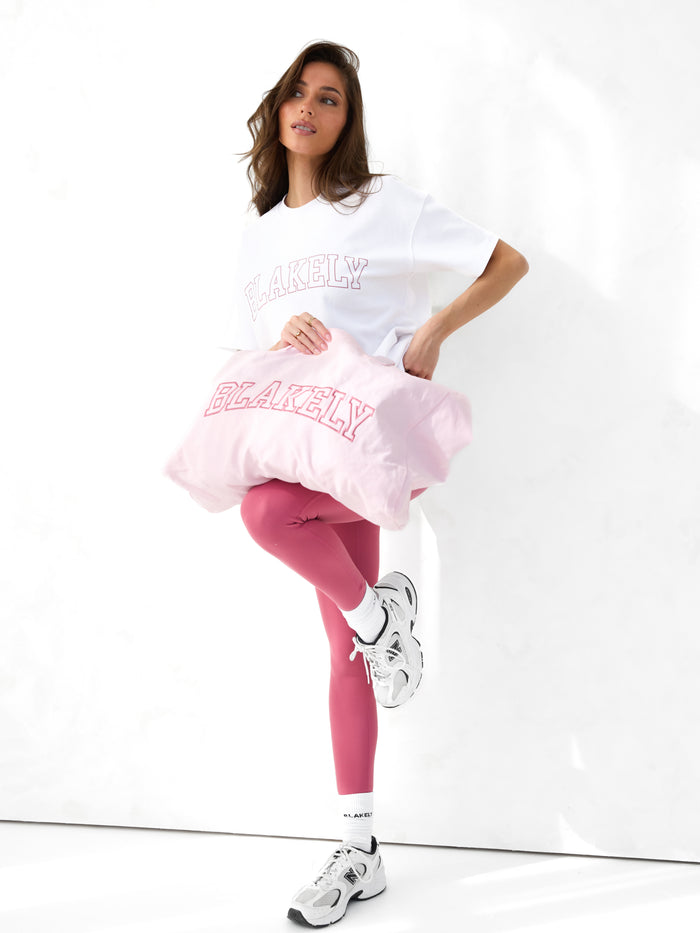 Outline Varsity Tote Bag - Blush Pink