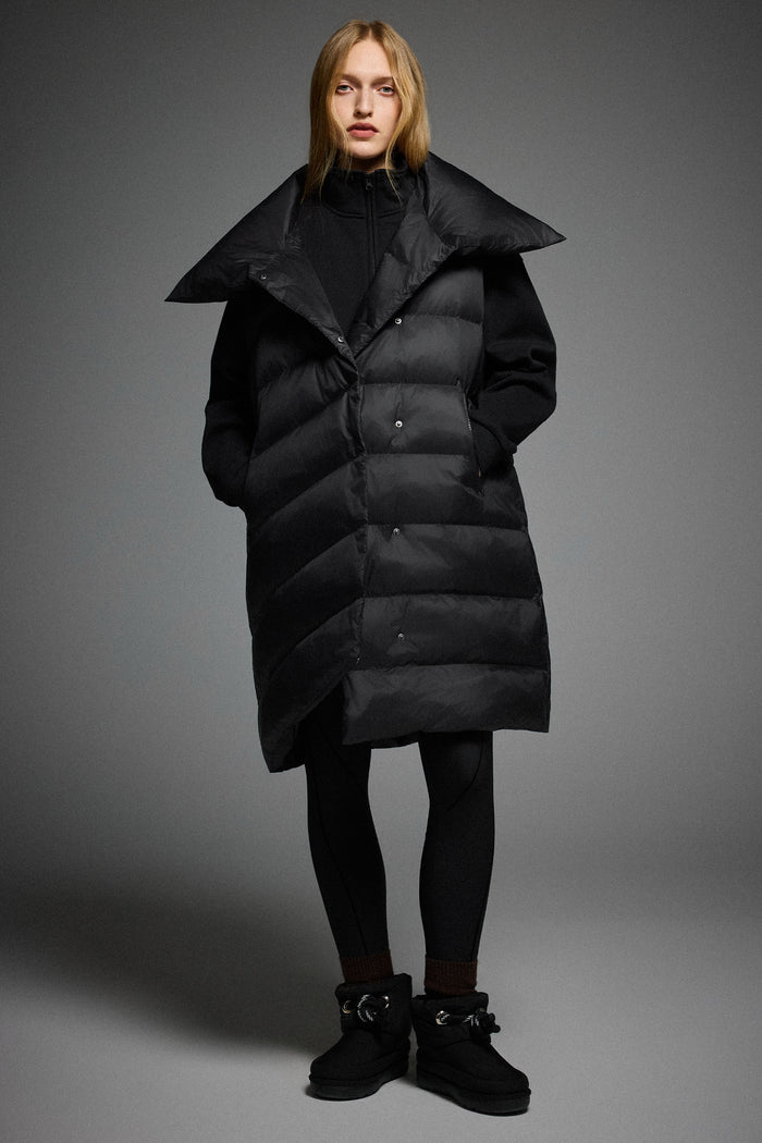 Orolay-Oversized Collar Puffer Down Vest-#color_Black