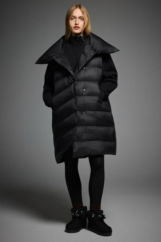 Orolay-Oversized Collar Puffer Down Vest-#color_Black