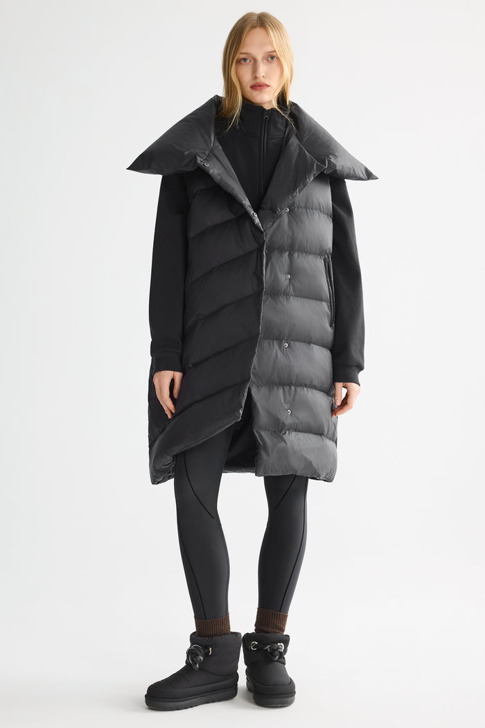 Orolay-Oversized Collar Puffer Down Vest-#color_Black