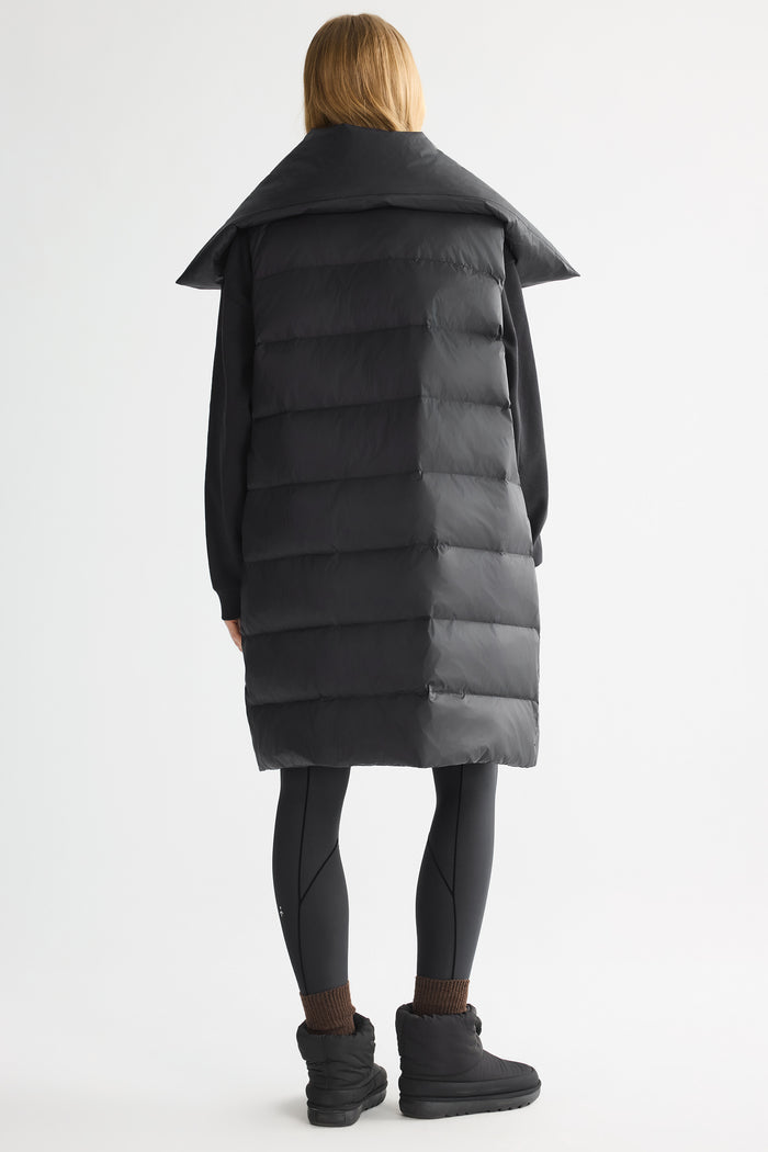 Orolay-Oversized Collar Puffer Down Vest-#color_Black