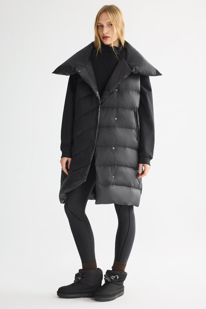 Orolay-Oversized Collar Puffer Down Vest-#color_Black