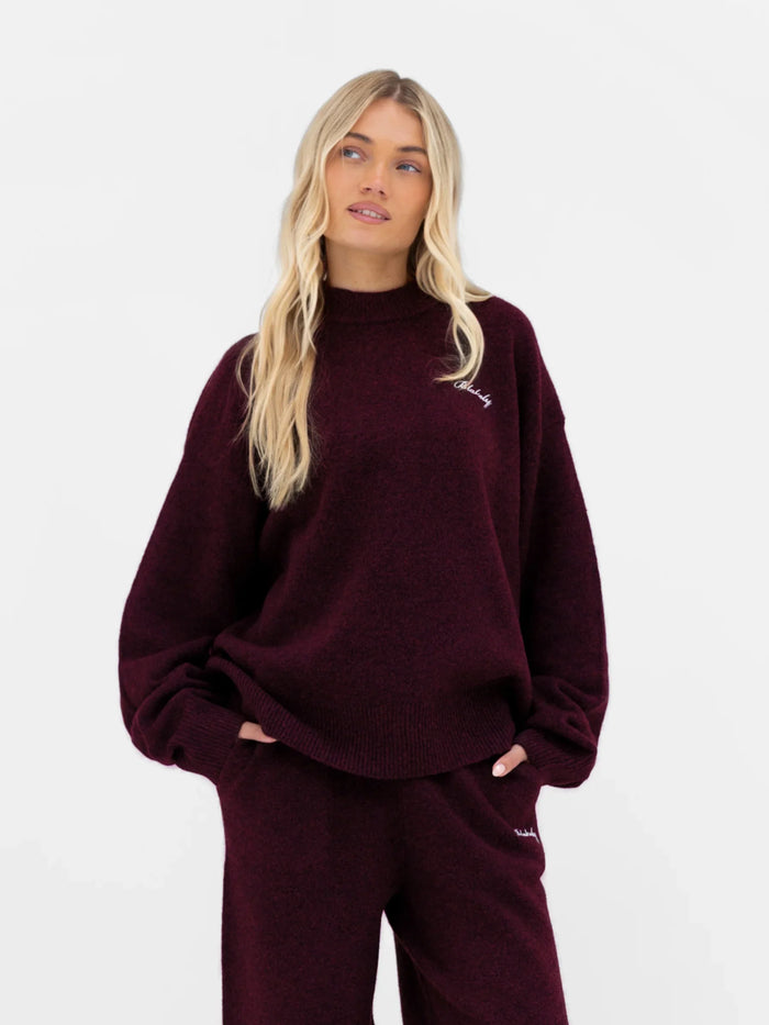 Oversized Knitted Jumper - Dark Cherry
