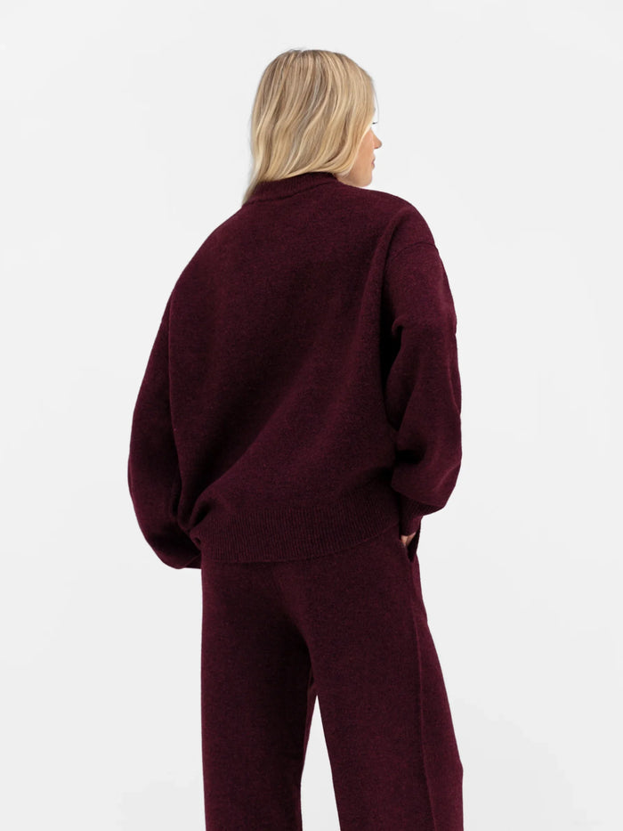 Oversized Knitted Jumper - Dark Cherry