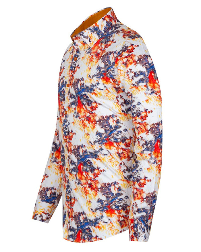 Paint Print Men's Shirt with Matching Handkerchief-Makrom