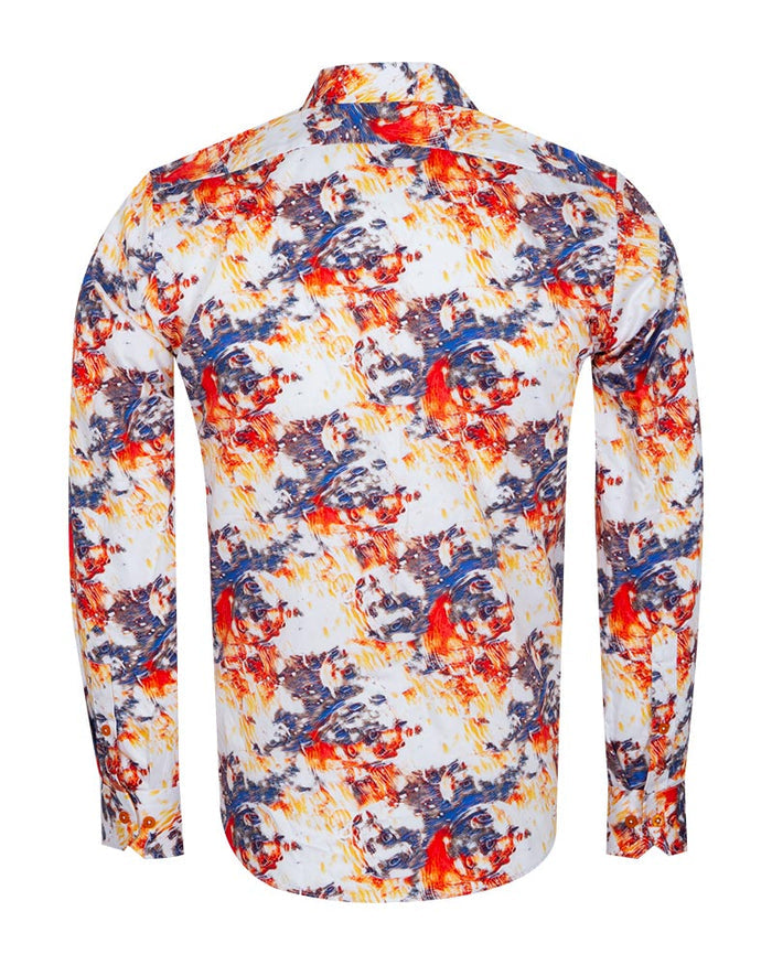 Paint Print Men's Shirt with Matching Handkerchief-Makrom