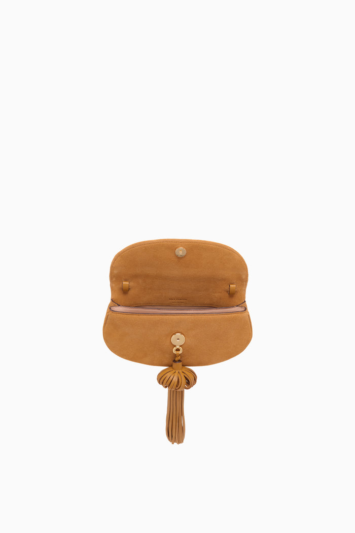 Canyon Suede Paloma Tassel Flap Bag - Interior Open Clutch View | Ulla Johnson