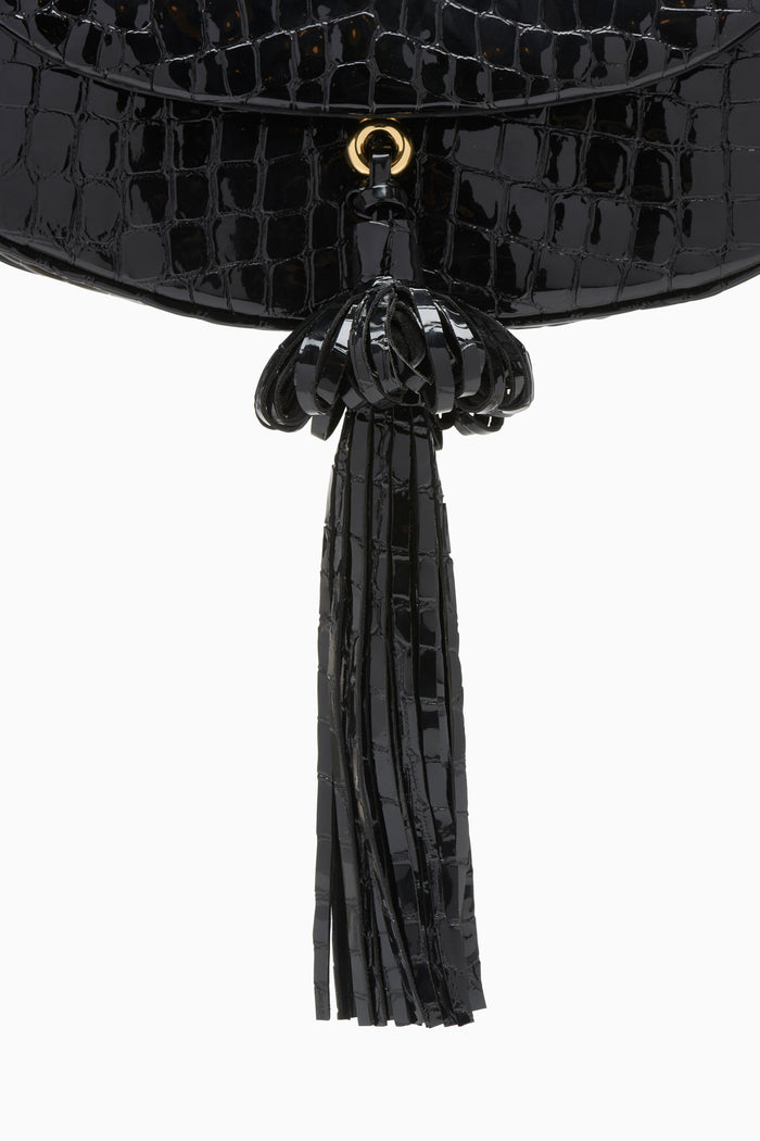 Paloma Tassel Flap Bag Noir - Hand-Shaped Leather Tassel & Gold Hardware Detail | Ulla Johnson
