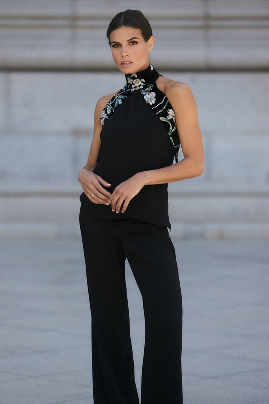 Pantalón Agrelo Negro ceñido de vestir de Lady Pipa para invitada y eventos.