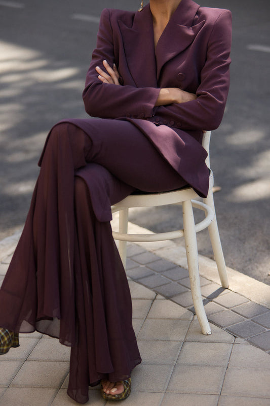 Pantalón Aldán Berenjena ceñido de vestir de Lady Pipa para invitada y eventos.