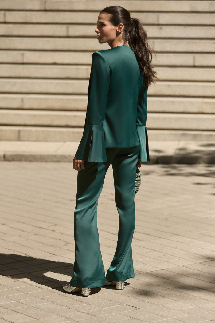 Pantalón Cíes Petróleo ceñido de vestir de Lady Pipa para invitada y eventos.