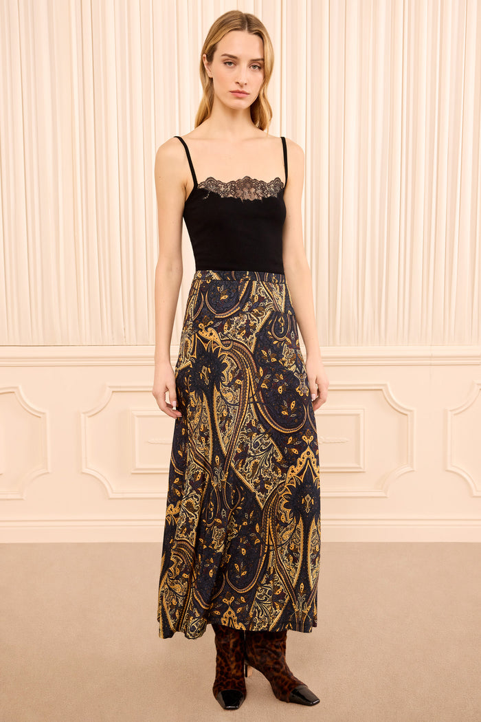 Paola Jersey Skirt - Twilight Paisley