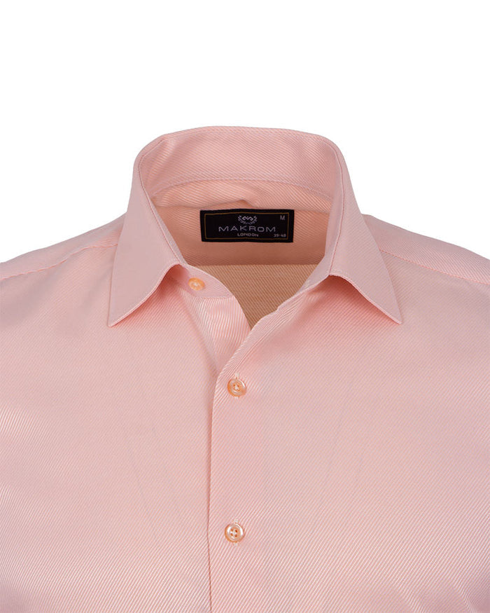 Peach Casual Twill Double Cuffed Shirts-Makrom
