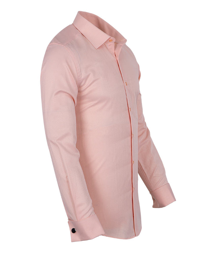 Peach Casual Twill Double Cuffed Shirts-Makrom