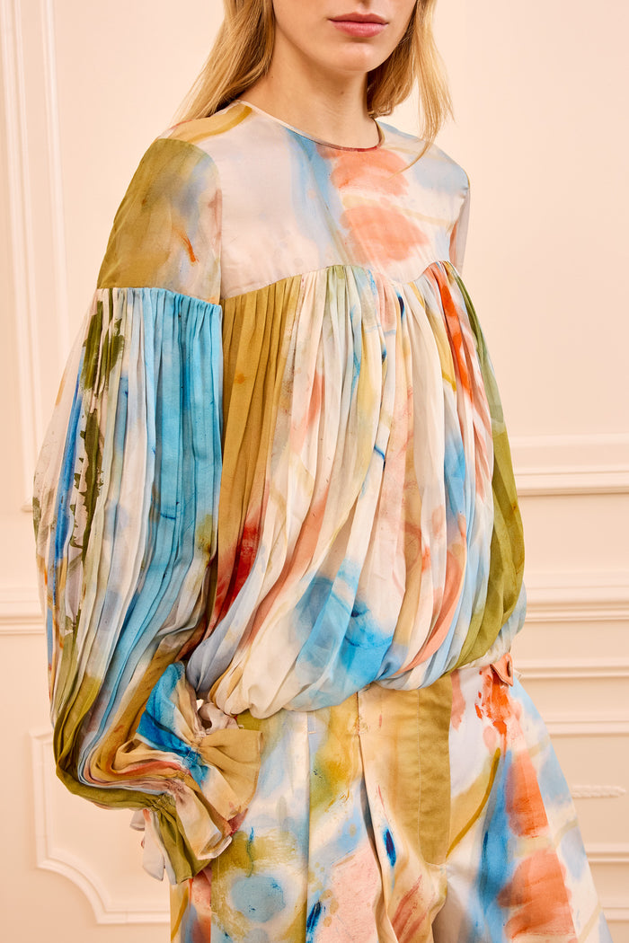 Multicolor Silk Chiffon Pearl Blouse Western Dream - Side Detail | Ulla Johnson
