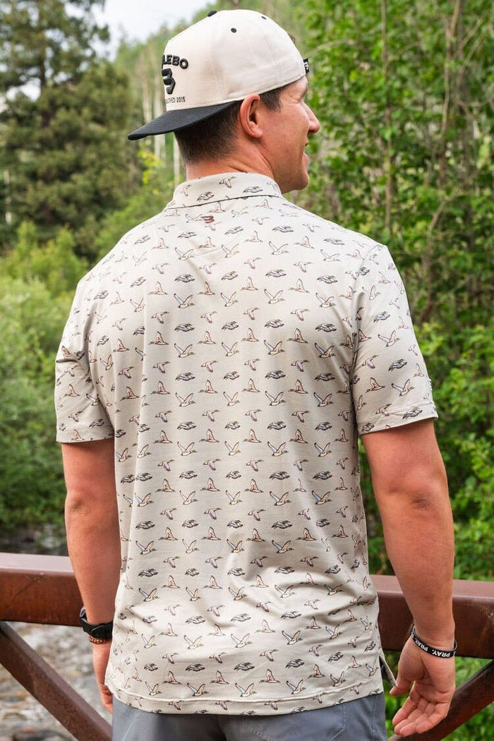 Men's Flying Ducks performance polo in green — moisture-wicking golf polo | All Put Together