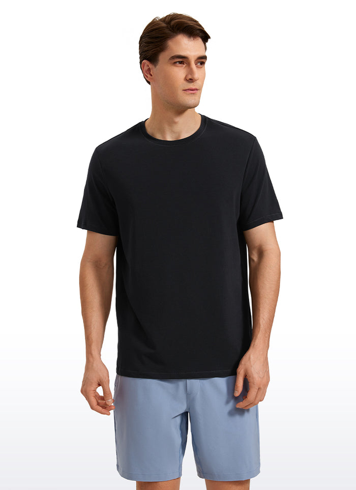CRZ YOGA Men's Casual Classic Fit  T-Shirts Short Sleeve Crew Neck Black