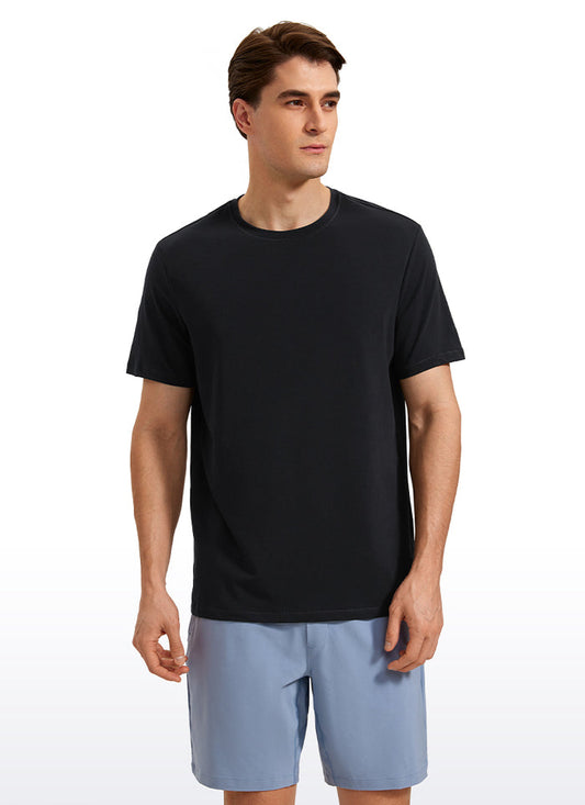 CRZ YOGA Men's Casual Classic Fit  T-Shirts Short Sleeve Crew Neck Black