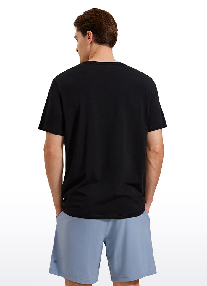 CRZ YOGA Men's Casual Classic Fit  T-Shirts Short Sleeve Crew Neck Black