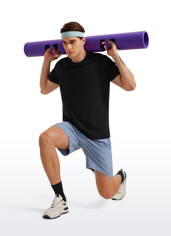 CRZ YOGA Men's Casual Classic Fit  T-Shirts Short Sleeve Crew Neck Black