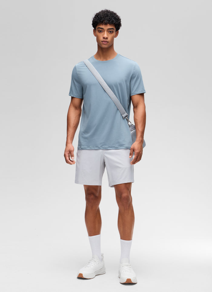 CRZ YOGA Men's Casual Classic Fit  T-Shirts Short Sleeve Crew Neck Belgian Blue