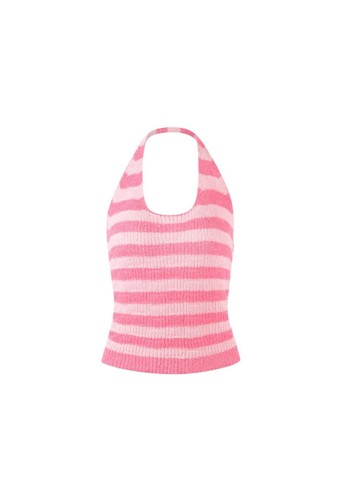 Pink Striped Halter Top