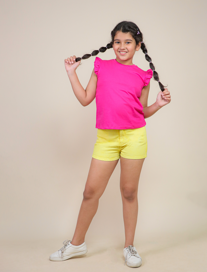 All Day Comfort Playful Style  Yellow Shorts-Tweeny Mini
