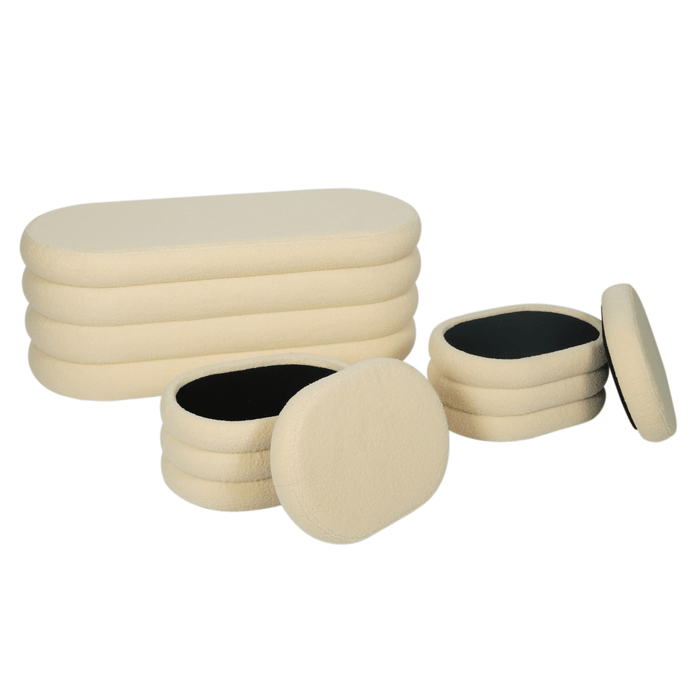 Plush Storage Ottoman Bench with Seating – Upholstered Fabric Footrest for Living Room & Hallway