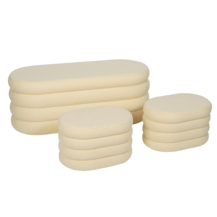 Plush Storage Ottoman Bench with Seating – Upholstered Fabric Footrest for Living Room & Hallway
